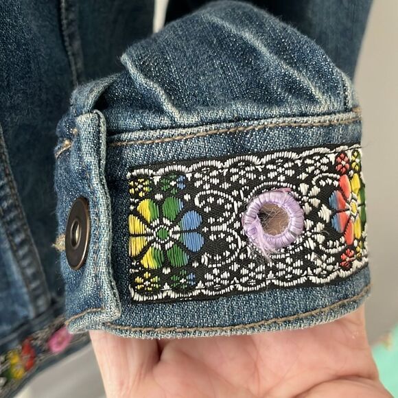 House of Blues Vintage Original Cambridge Ma 1992 Denim Jacket Multi Trim SZ M - Picture 5 of 11